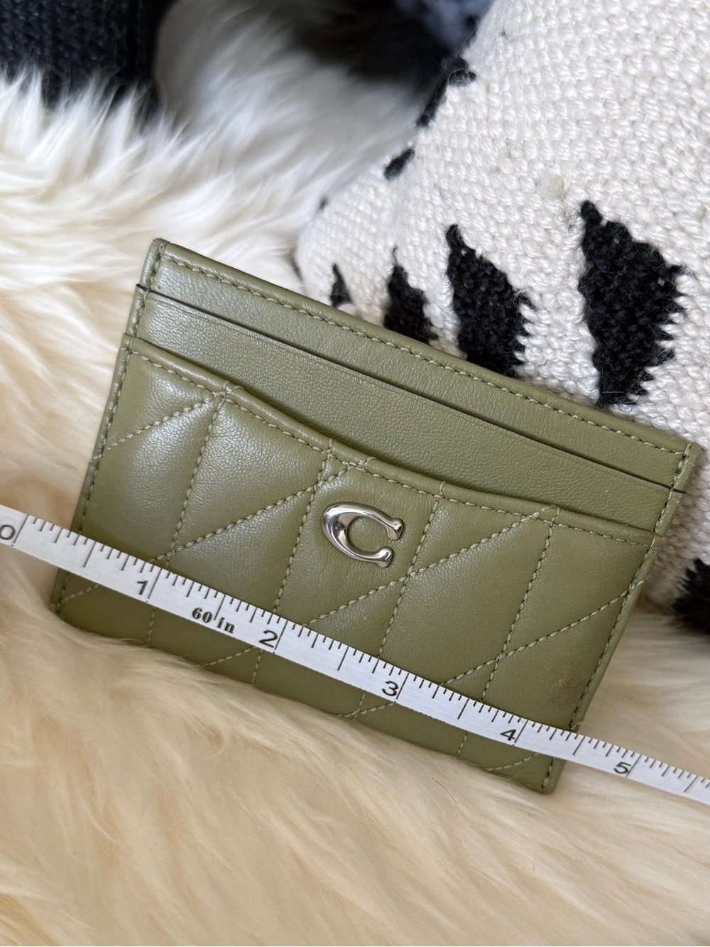 Coach Quilted Card Case in Olive